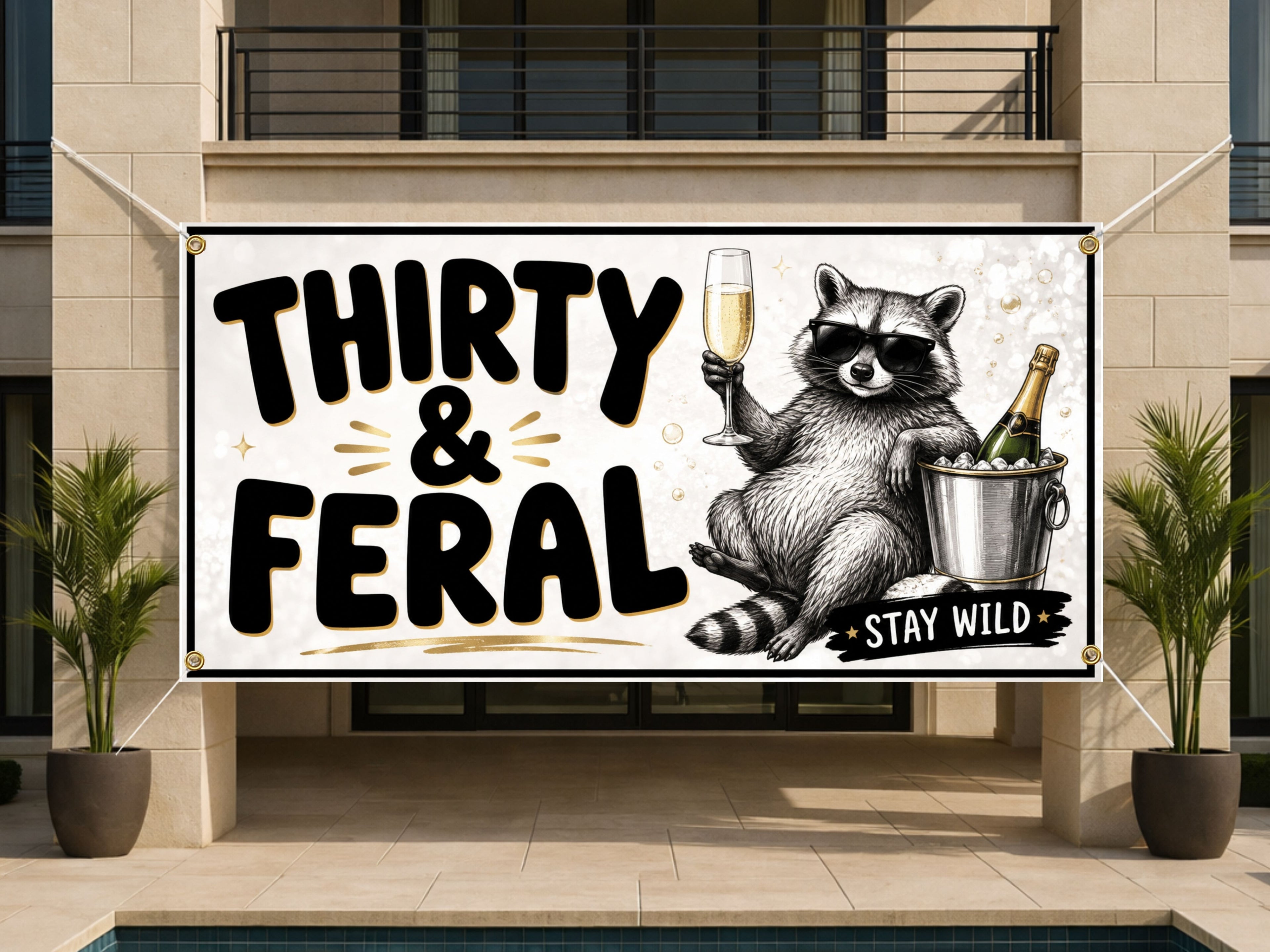 Raccoon 30th Birthday Banner