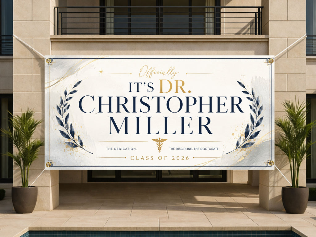 Doctor Graduation Banner, Personalized PhD Grad Sign, Custom Name Backdrop