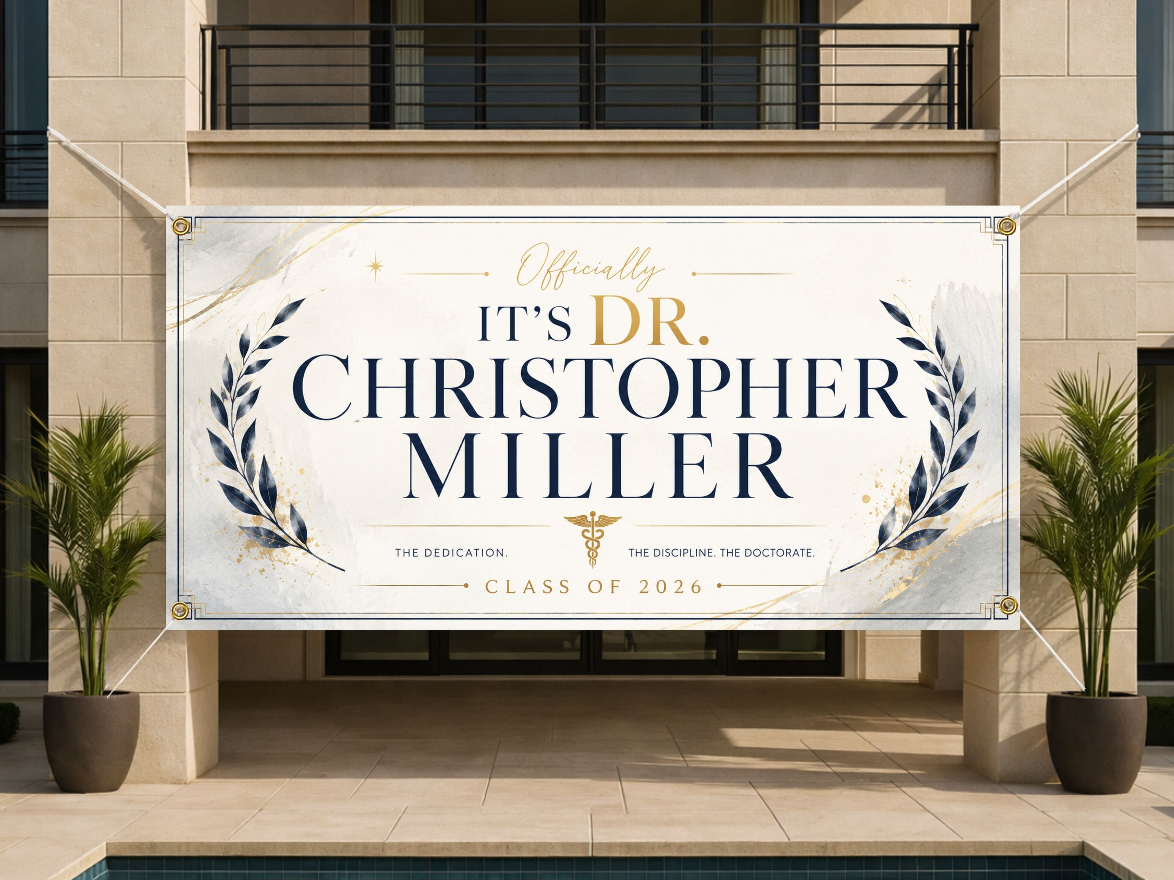 Doctor Graduation Banner, Personalized PhD Grad Sign, Custom Name Backdrop