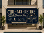 Funny IT Retirement Banner | CTRL+ALT+RETIRED Retirement Party Decoration