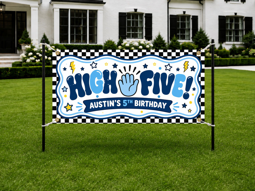 Checkered 5th Birthday Banner