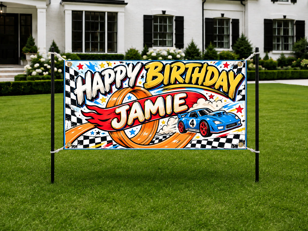 Race Car 4th Birthday Banner