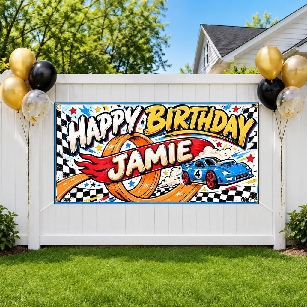 Race Car 4th Birthday Banner