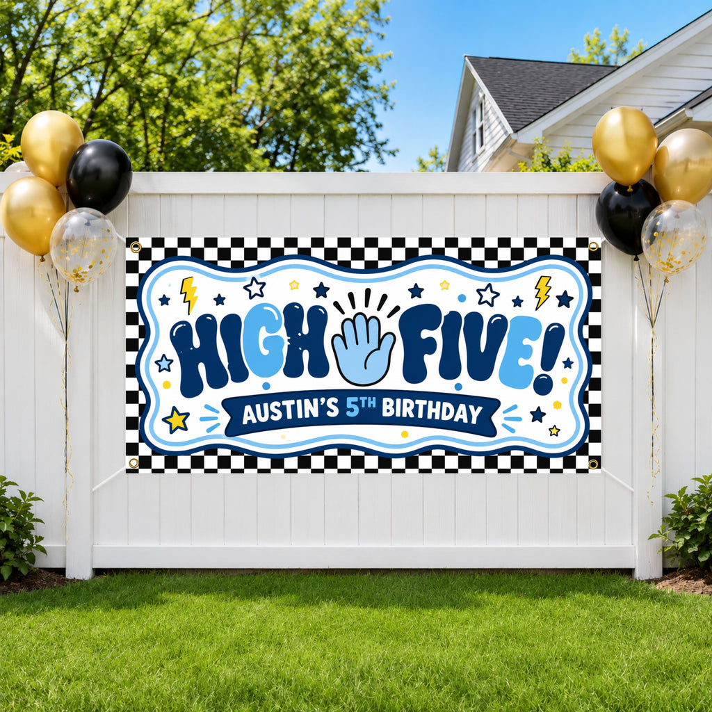 Checkered 5th Birthday Banner
