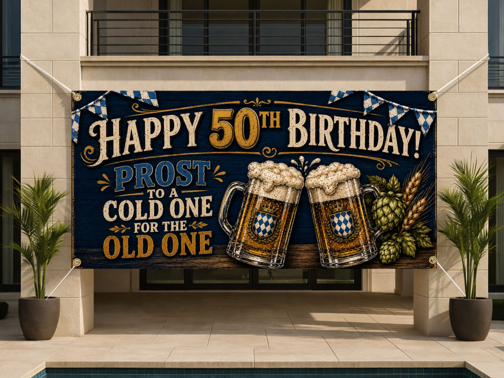 Bavarian Beer 50th Birthday Banner