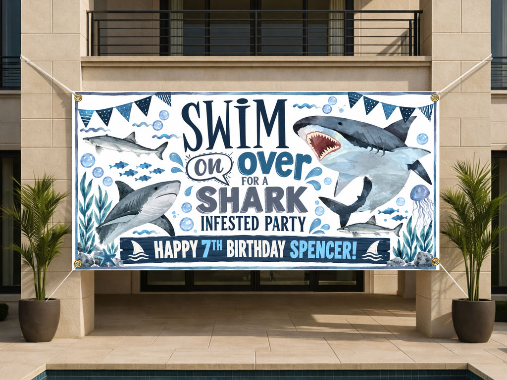 Shark 7th Birthday Banner