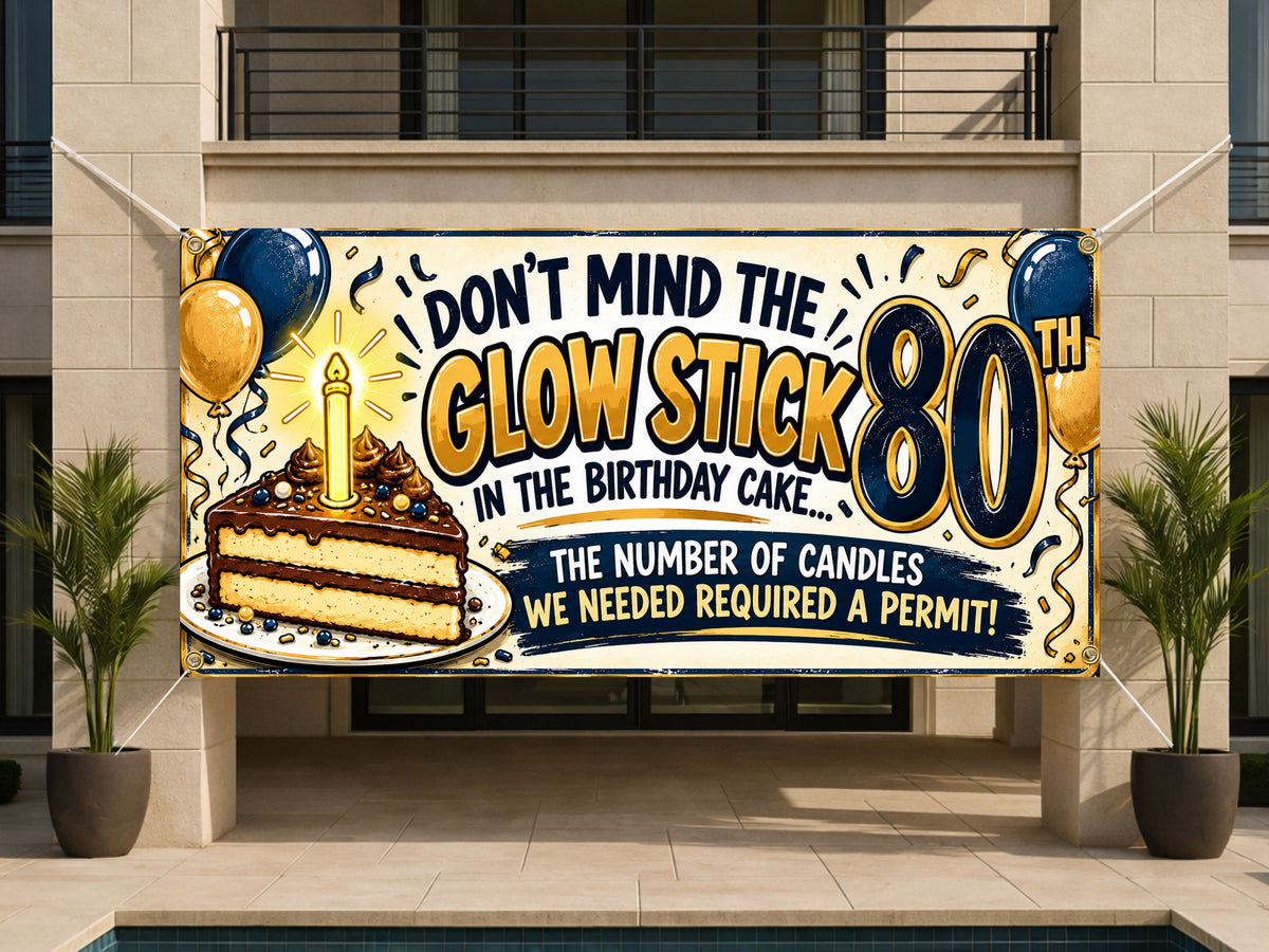 Glow Stick 80th Birthday Banner