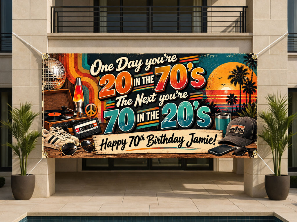 20 Then 70 Retro Banner