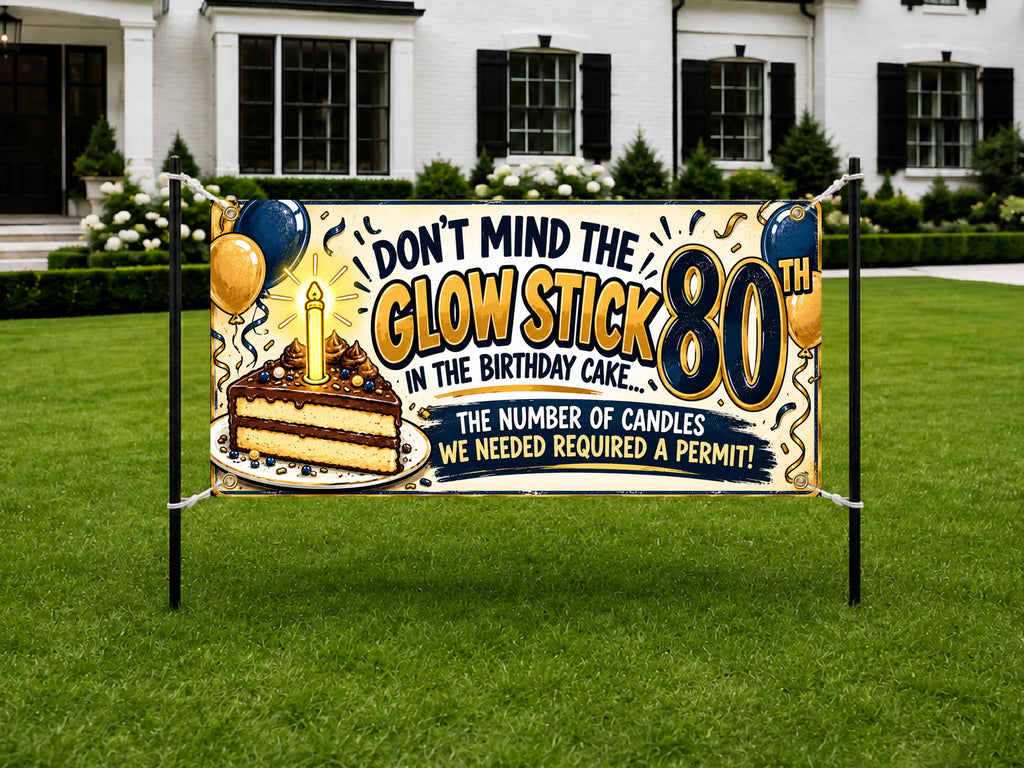 Glow Stick 80th Birthday Banner