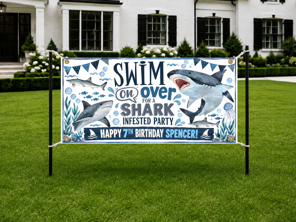 Shark 7th Birthday Banner