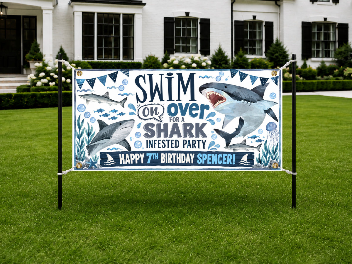 Shark 7th Birthday Banner