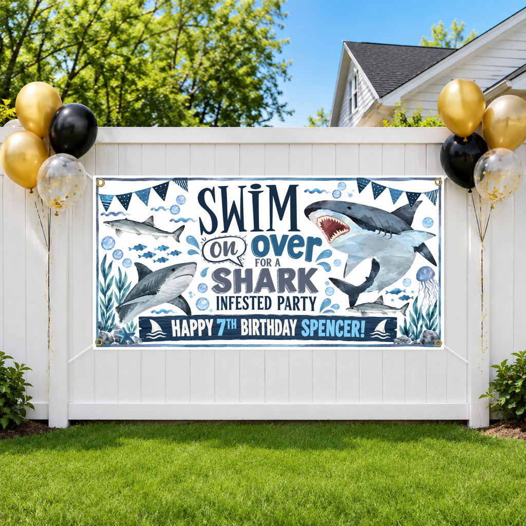 Shark 7th Birthday Banner