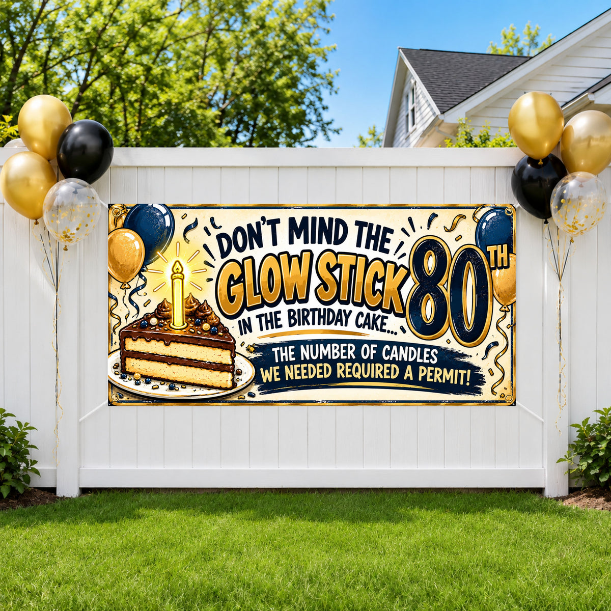 Glow Stick 80th Birthday Banner