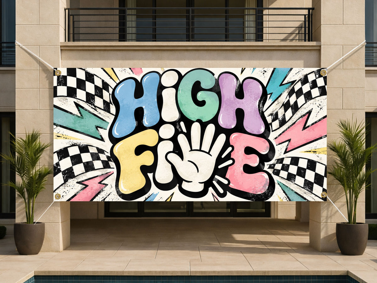 Checkered 5th Birthday Banner