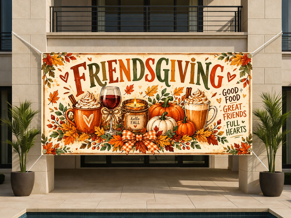 Full Hearts Friendsgiving Party Banner