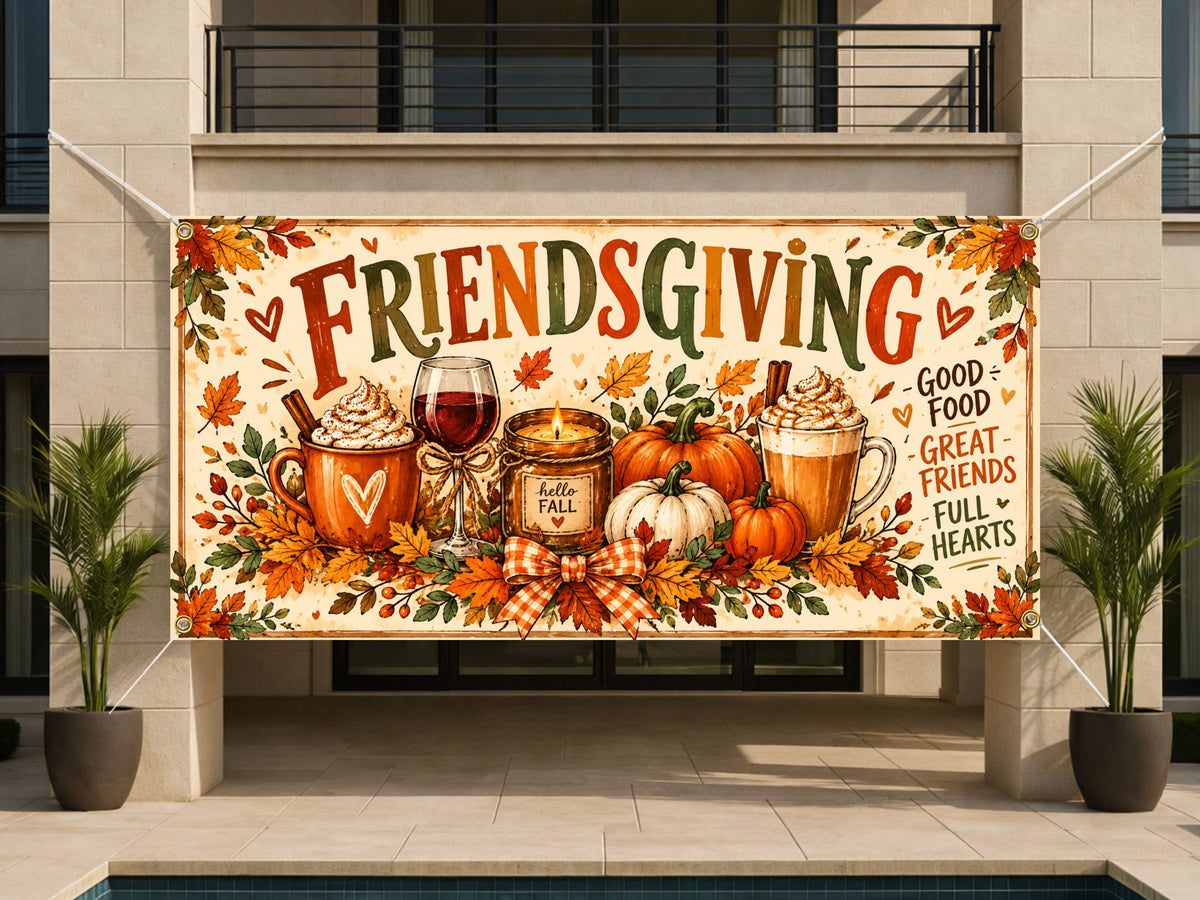 Full Hearts Friendsgiving Party Banner