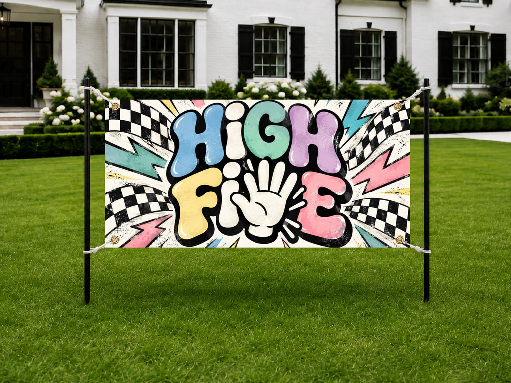 Checkered 5th Birthday Banner