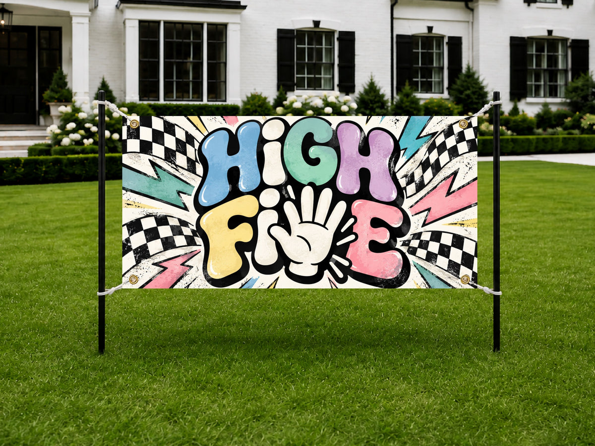 Checkered 5th Birthday Banner