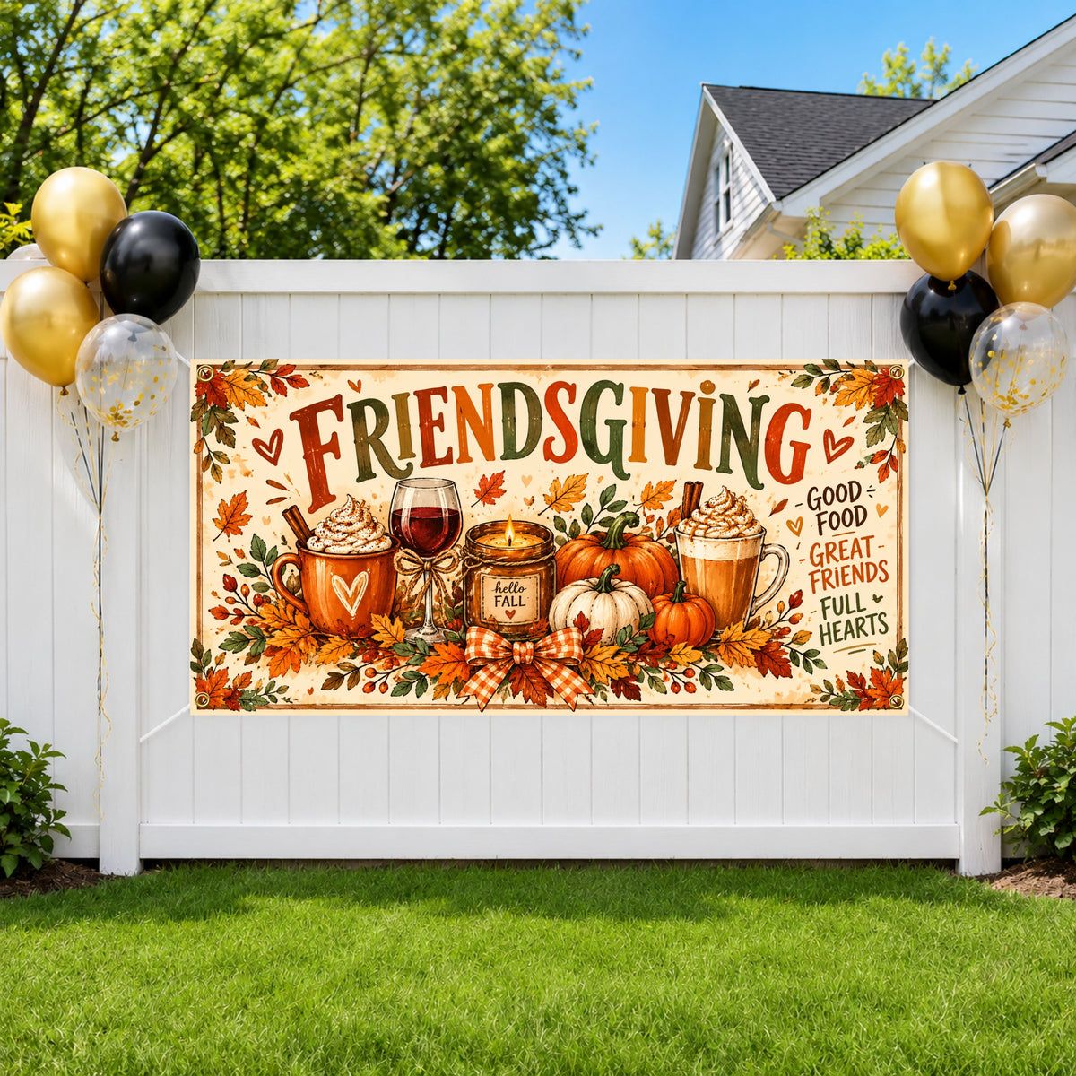 Full Hearts Friendsgiving Party Banner