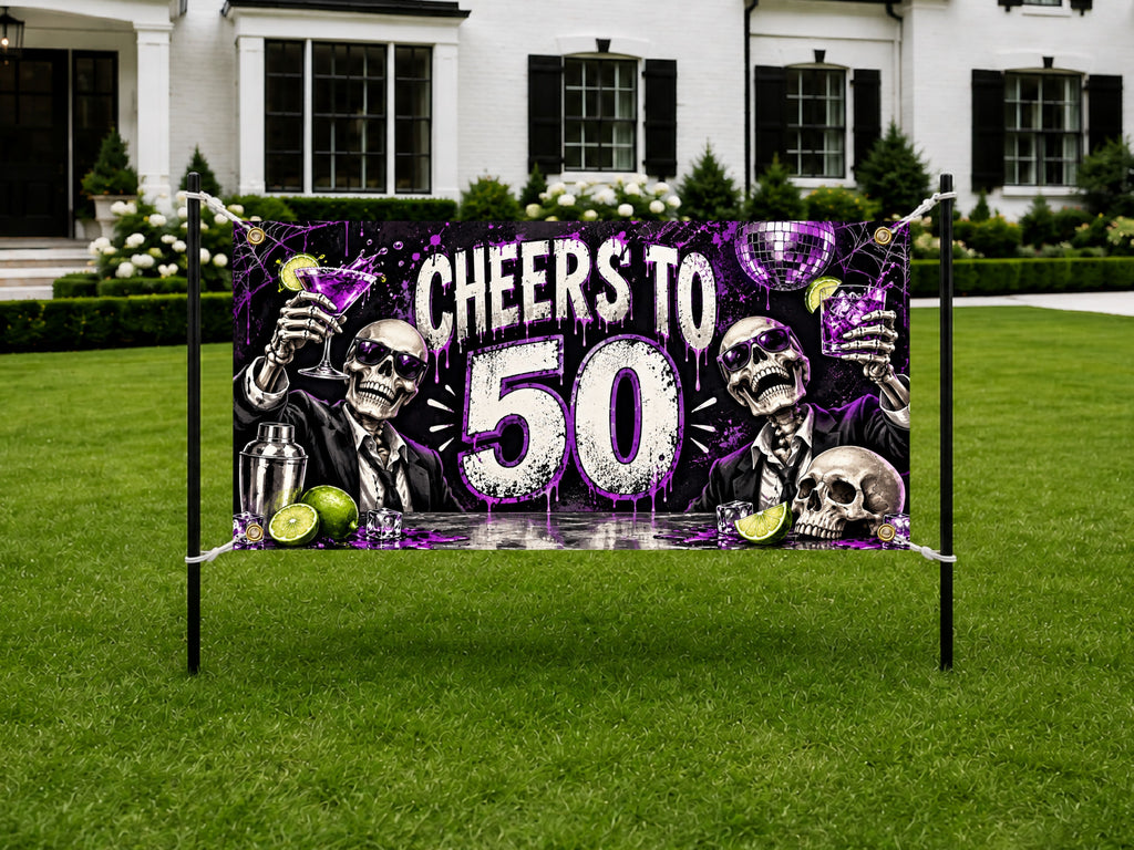 Skeleton 50th Birthday Banner