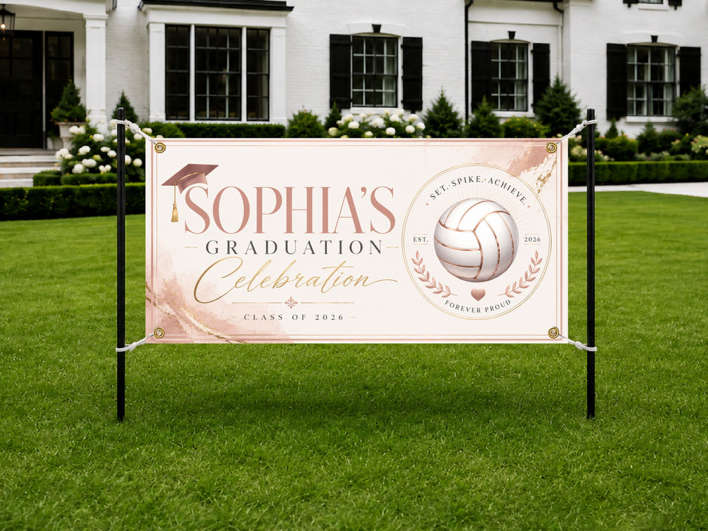 Volleyball Graduation Banner, Senior Athlete Sign, Custom Name Backdrop