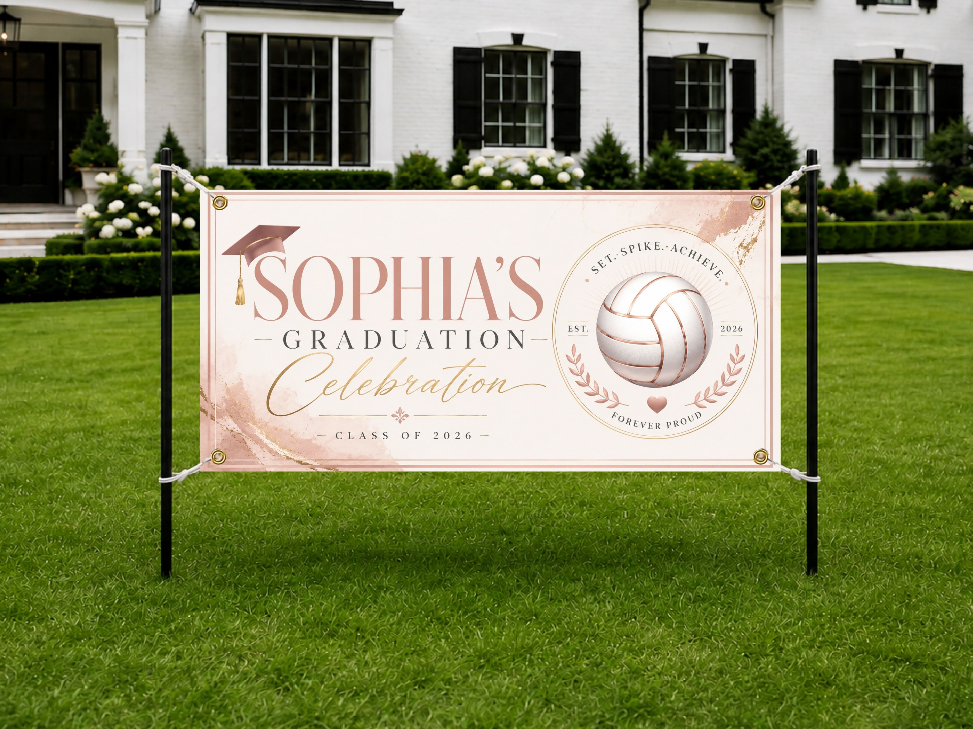 Volleyball Graduation Banner, Senior Athlete Sign, Custom Name Backdrop