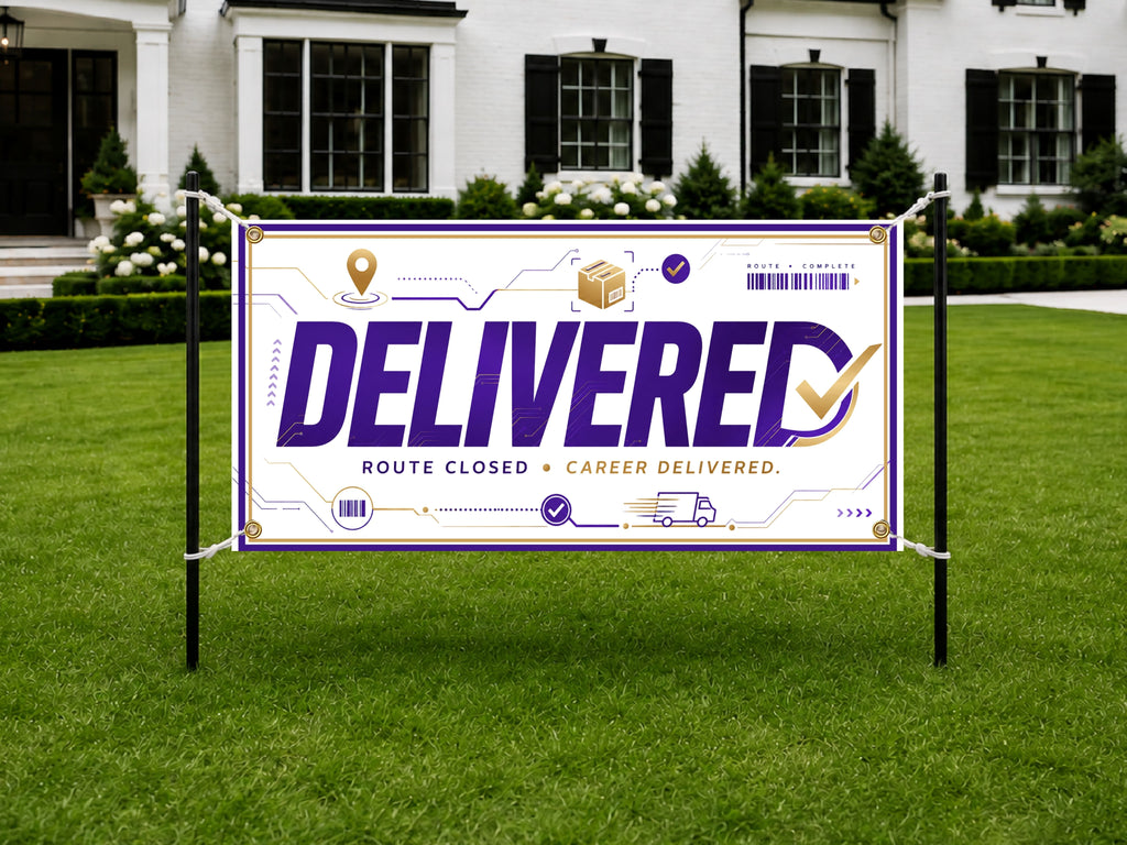 Retirement Party Banner, Delivered Retirement Sign, Delivery Driver Backdrop
