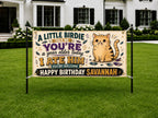 Funny Cat Birthday Banner, Birdie Joke Party Sign, Photo Backdrop