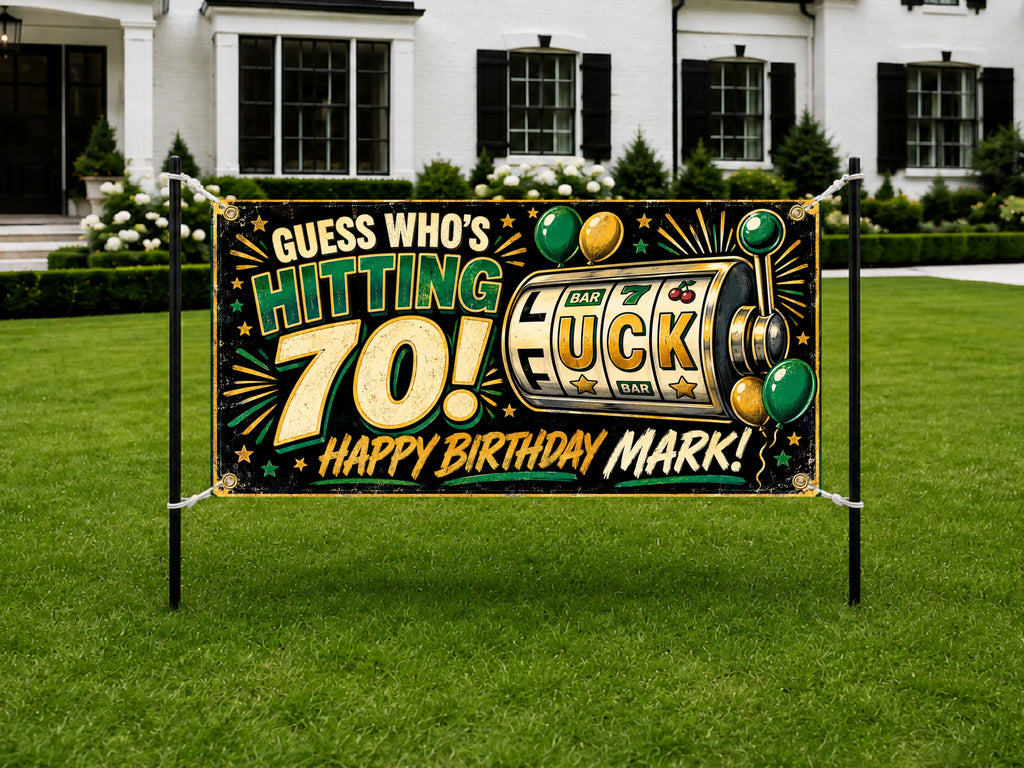 Slot Machine 70th Birthday Banner