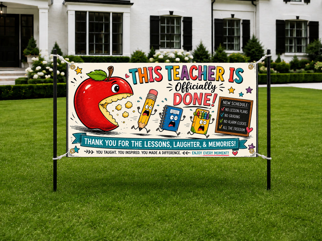 Teacher Retirement Banner, Funny Retirement Sign, Classroom Farewell Decor