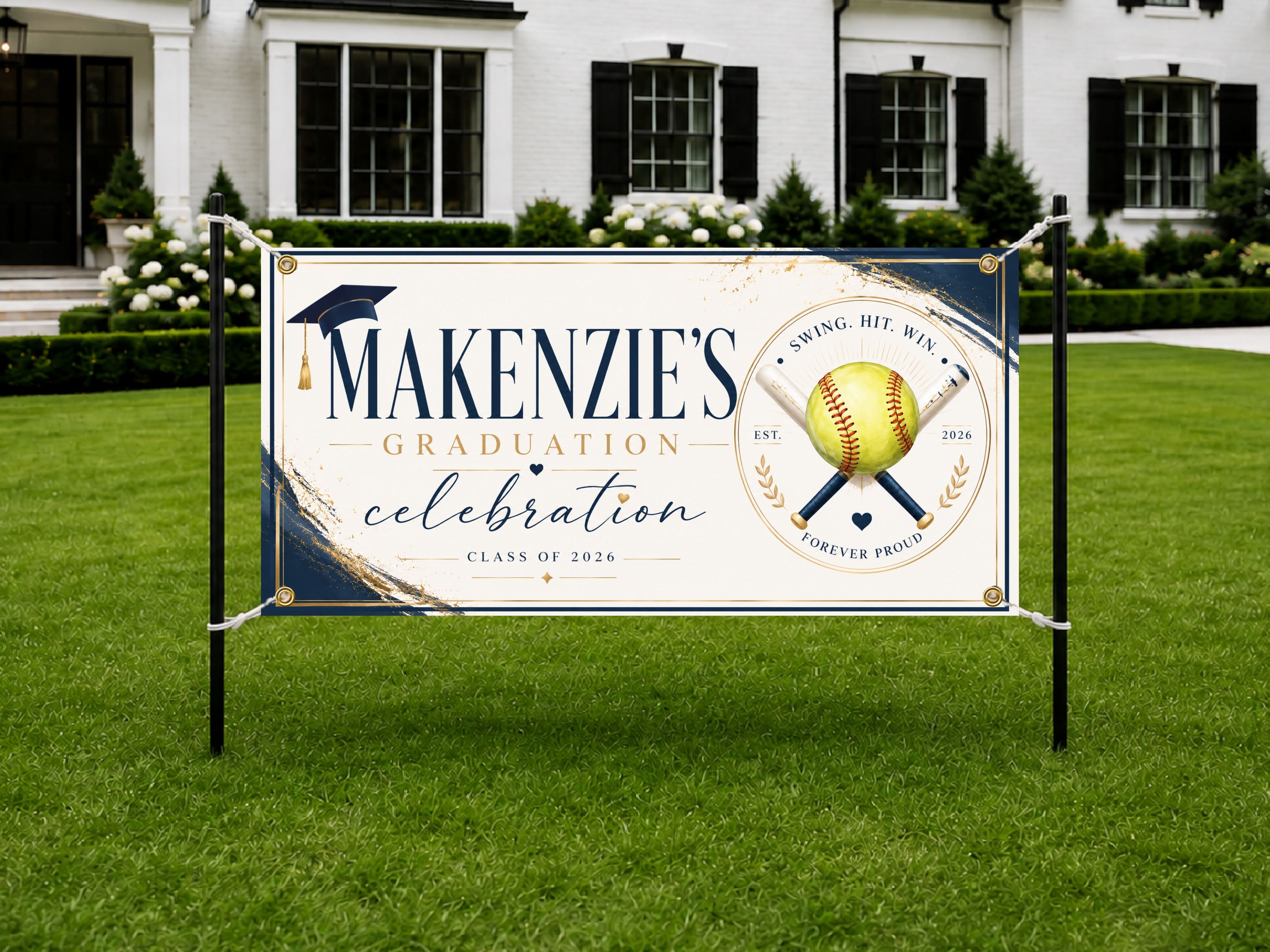 Softball Graduation Banner, Senior Athlete Sign, Custom Name Backdrop