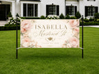 Masters Graduation Banner, Personalized Grad Party Sign, Floral Name Backdrop