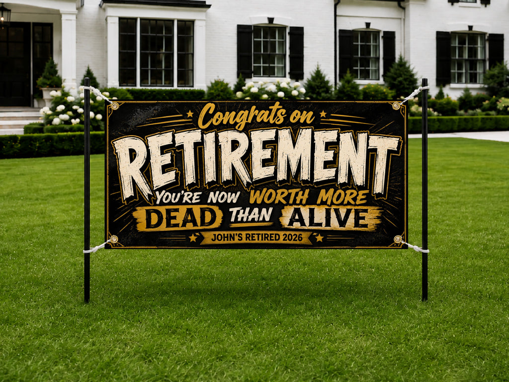 Funny Retirement Banner, Coworker Party Sign, Office Farewell Backdrop
