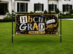 HBCU Graduation Banner, Personalized Grad Sign, Black Gold Backdrop