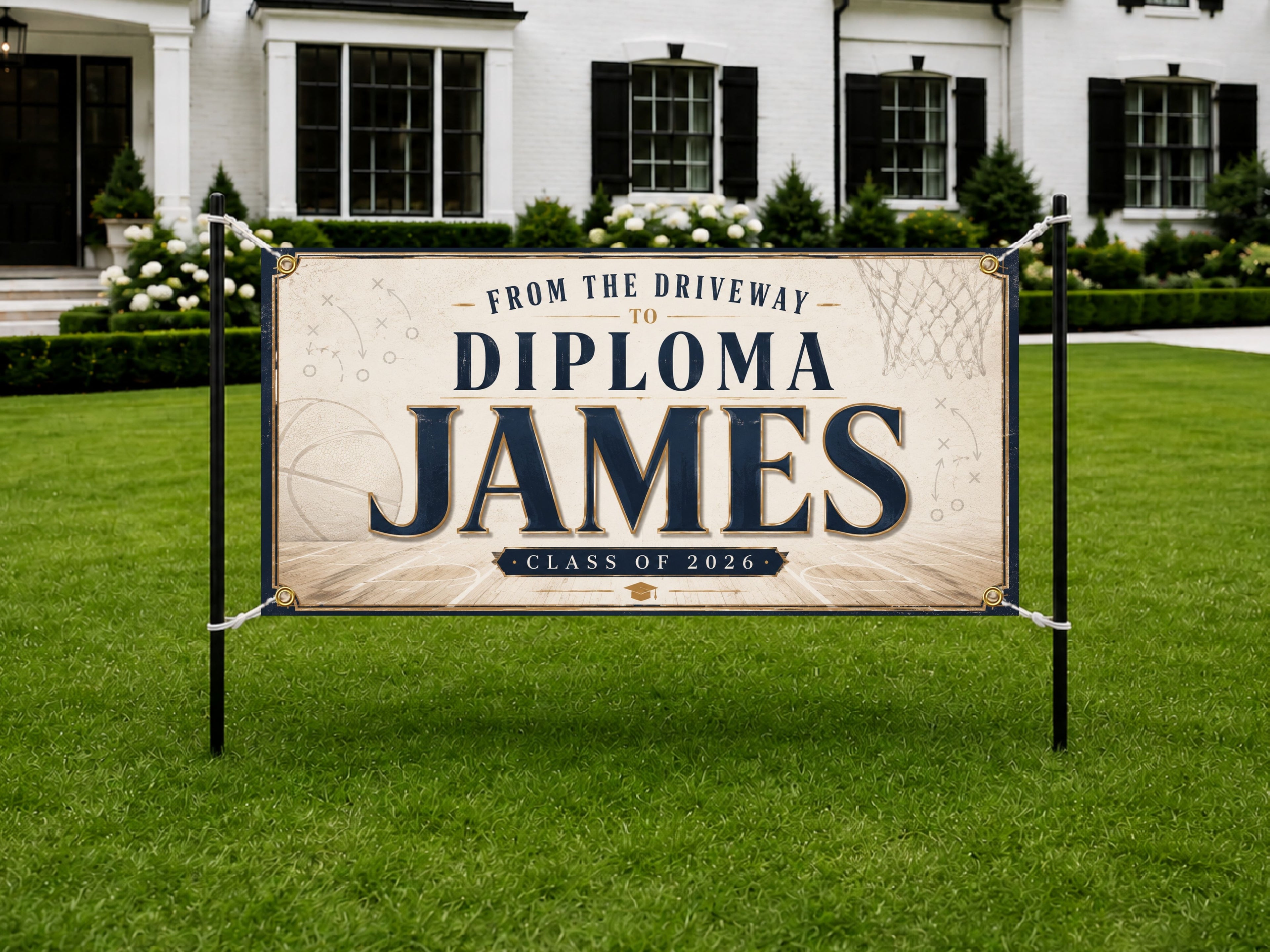 Basketball Graduation Banner, Senior Athlete Sign, Custom Name Backdrop