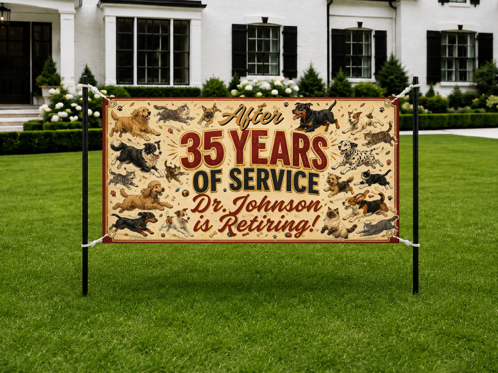 Veterinarian Retirement Banner | Years of Service Vet Tech Retirement Party Decor Sign