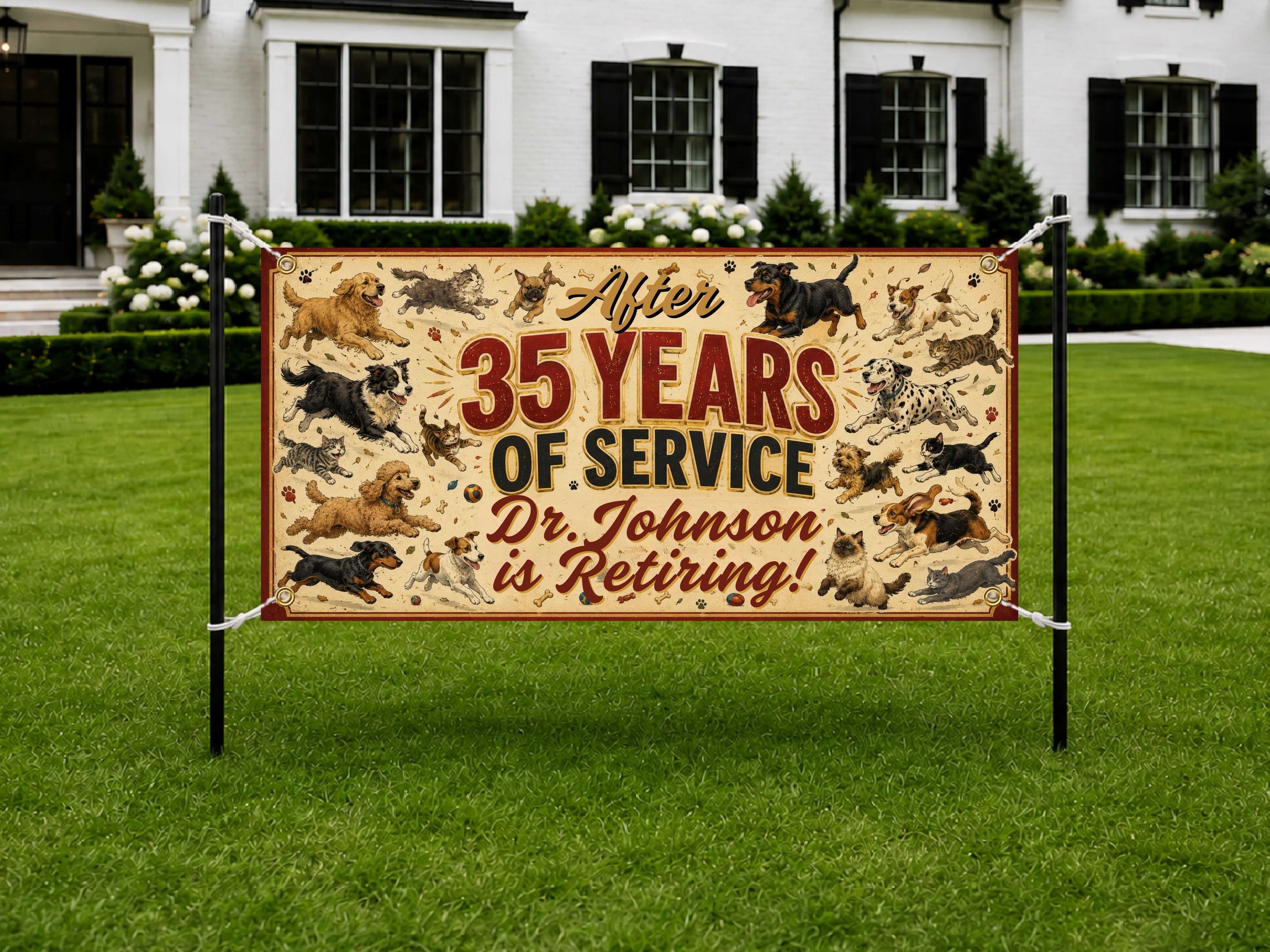 Veterinarian Retirement Banner | Years of Service Vet Tech Retirement Party Decor Sign