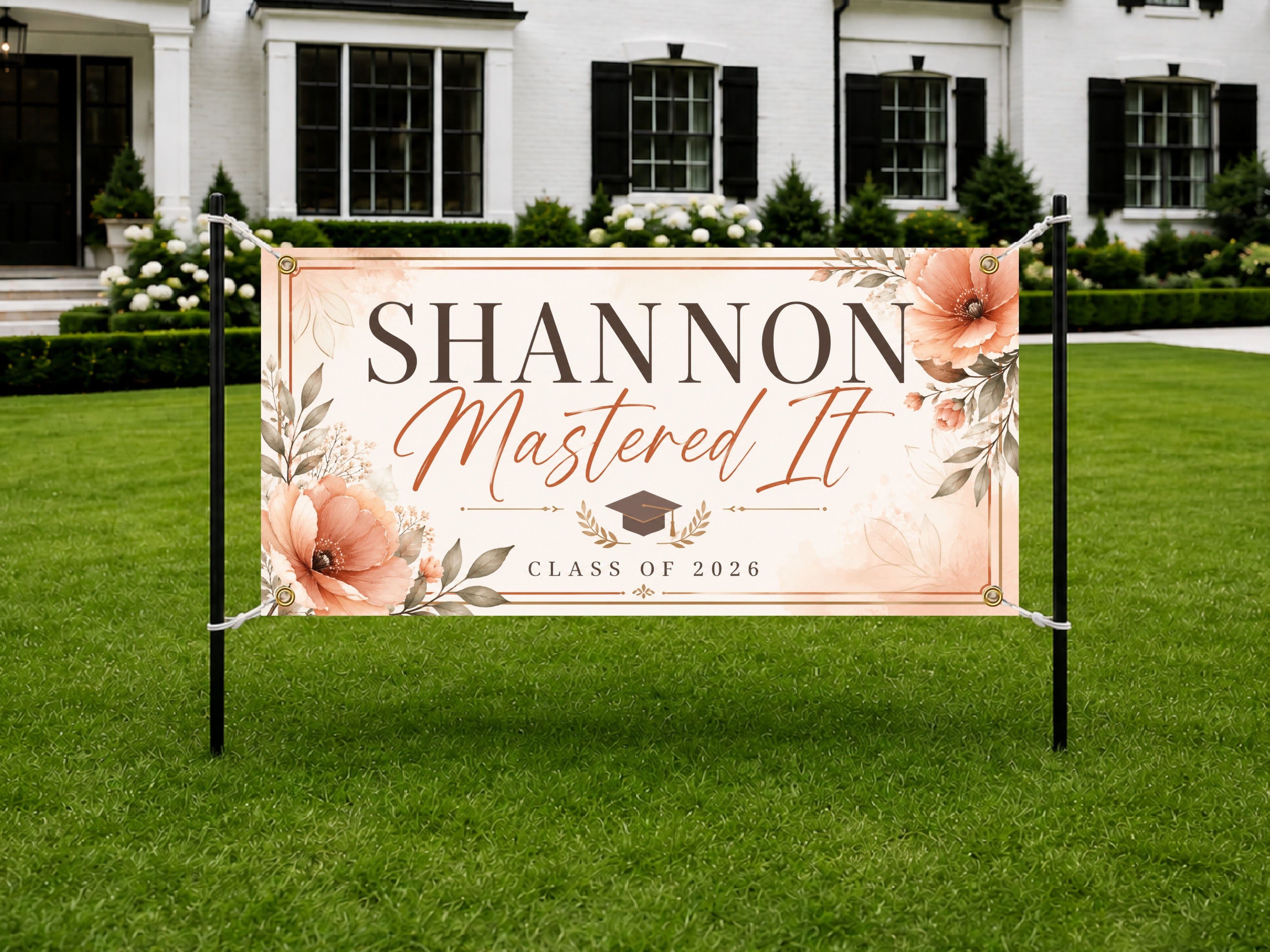Masters Graduation Banner, Personalized Grad Party Sign Custom Name