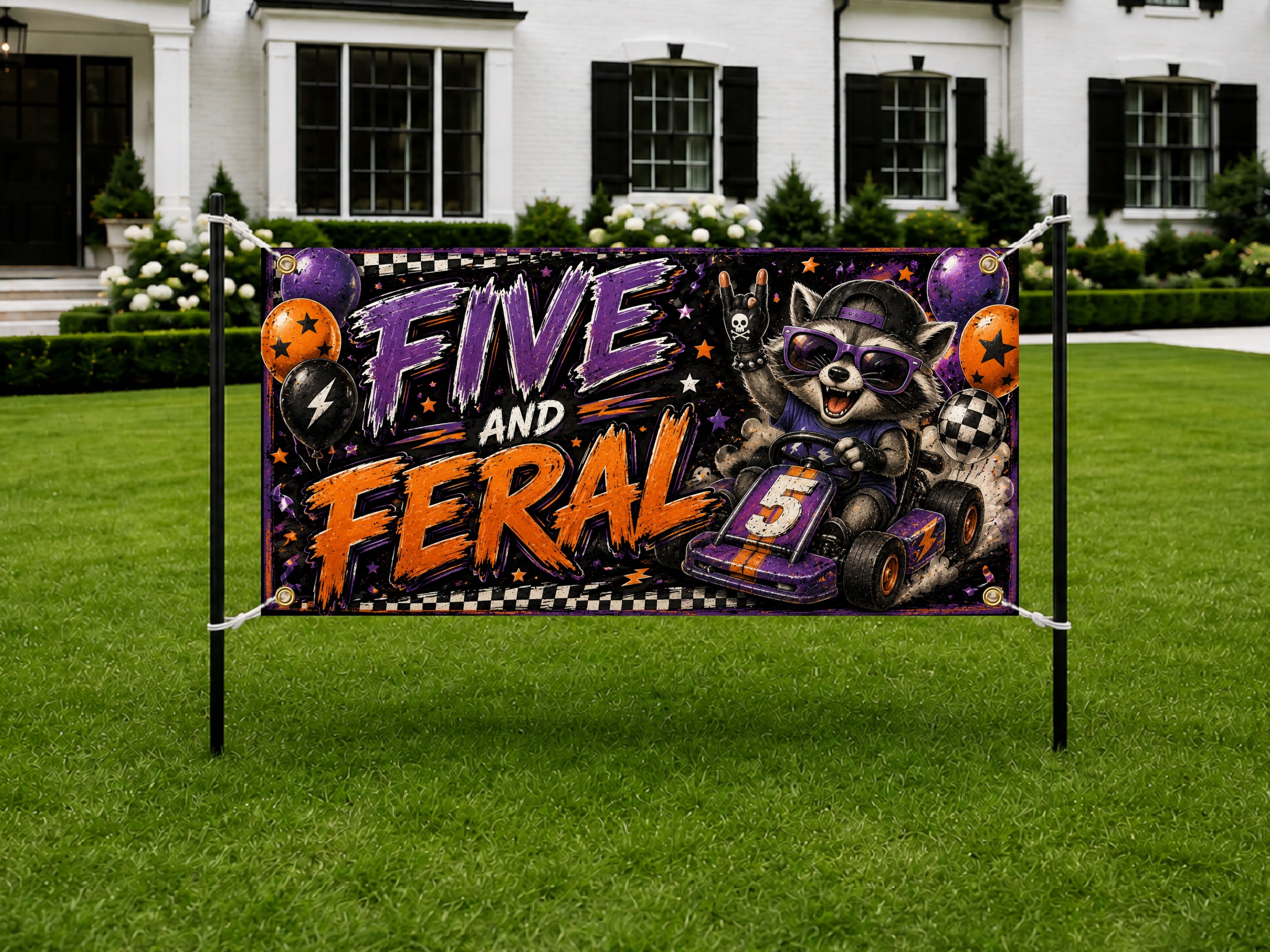 Raccoon 5th Birthday Banner