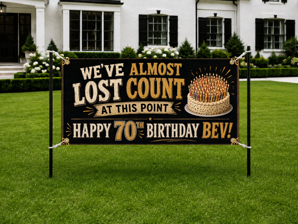 70th Birthday Banner, Funny Over the Hill Birthday Sign