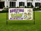 Funny 30th Birthday Banner, Adulting Scam Sign, Party Backdrop