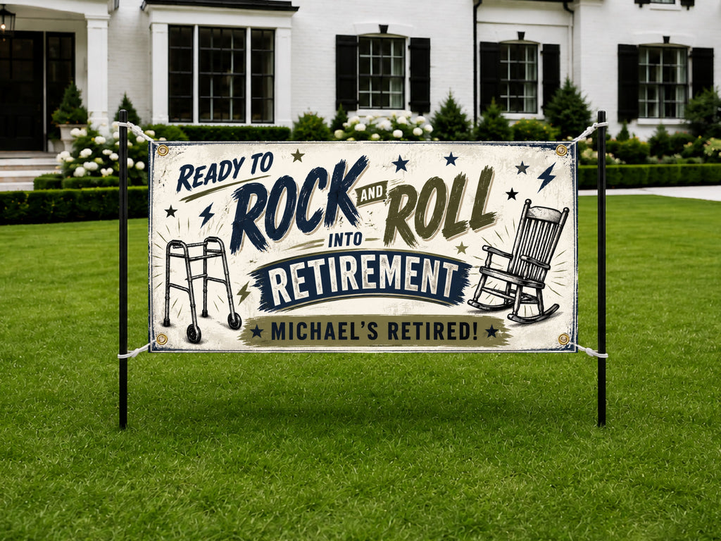 Funny Retirement Banner | Sarcastic Over the Hill Retirement Vintage Party Sign