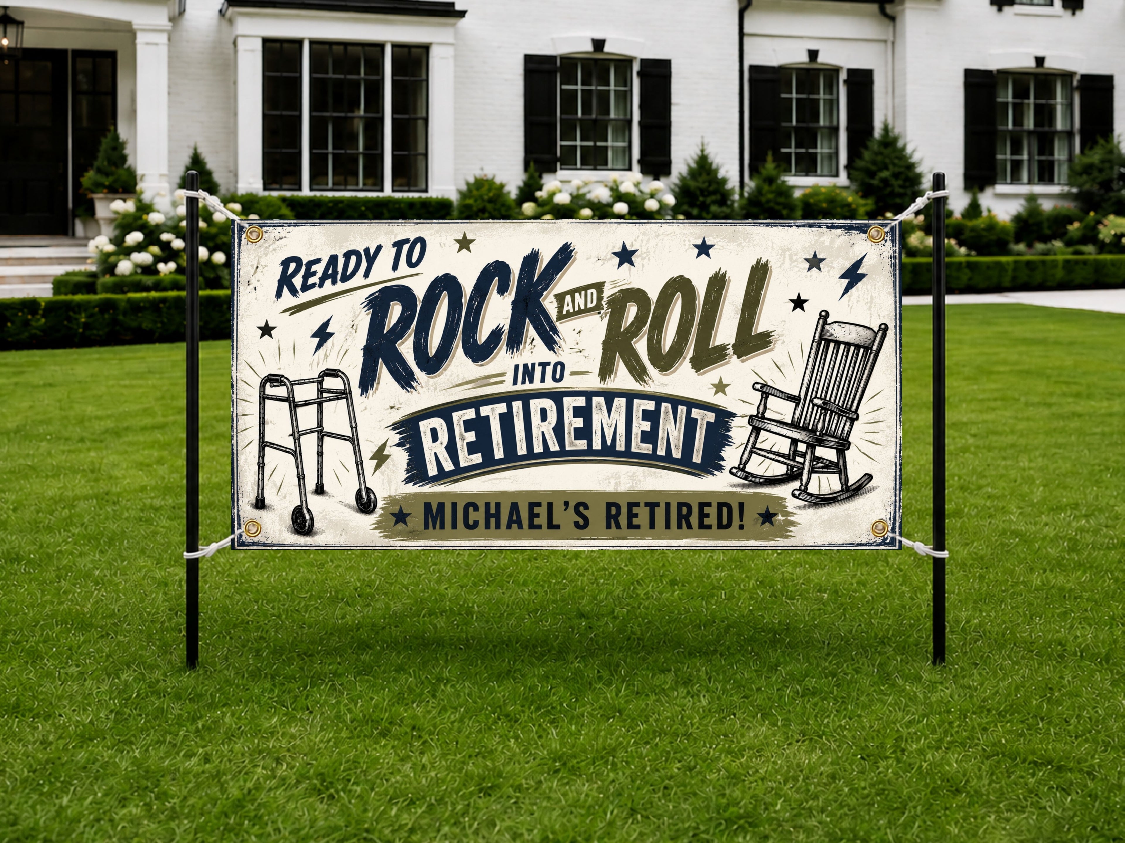 Funny Retirement Banner | Sarcastic Over the Hill Retirement Vintage Party Sign