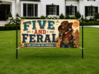 Funny 5th Birthday Banner, Cowboy Raccoon Party Sign, Personalized Kids Birthday Banner
