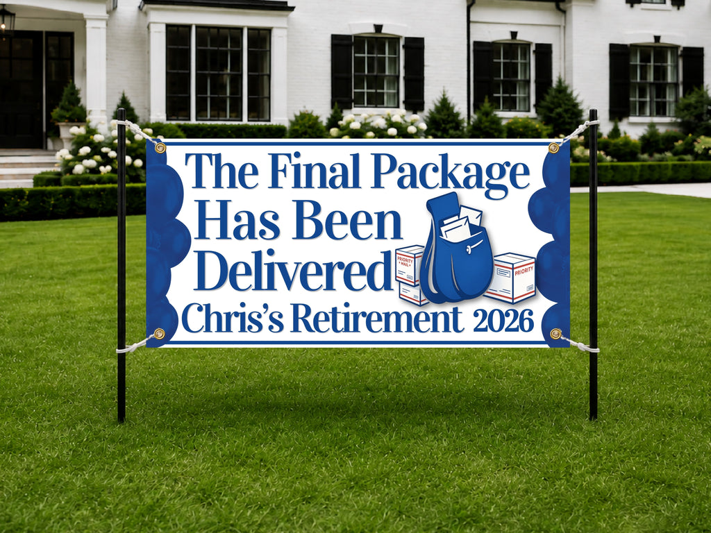 Retirement Party Banner, Final Package Retirement Sign, Mail Carrier Backdrop