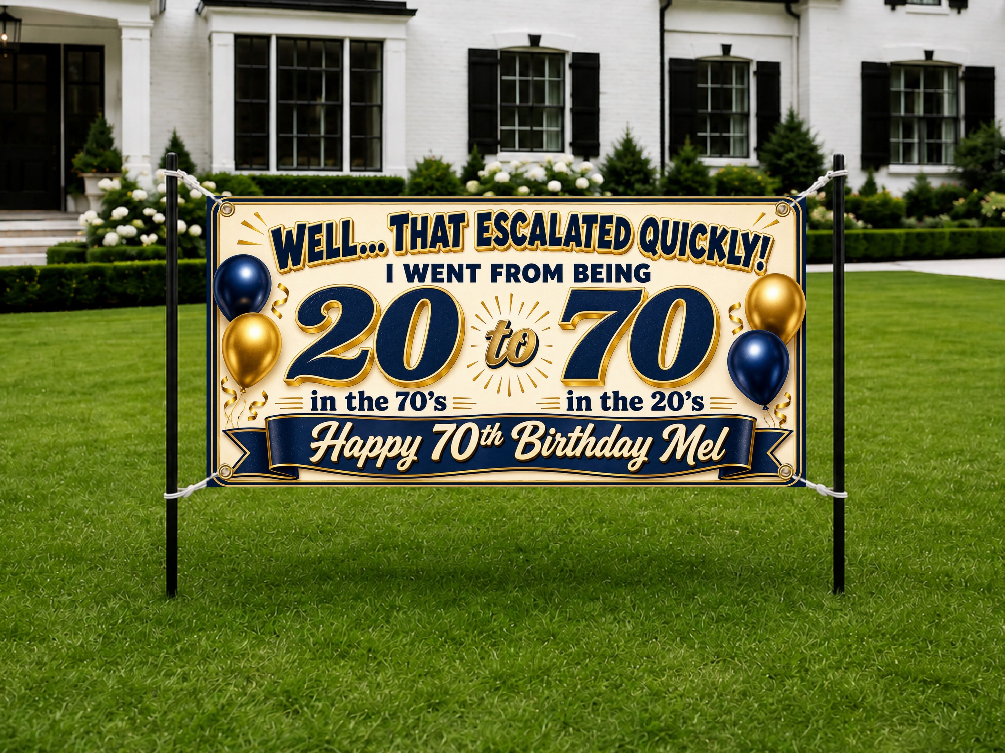 Golf 70th Birthday Banner, Funny Sarcastic Seventy Banner