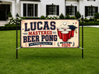 Funny Masters Graduation Banner, Beer Pong Grad Sign, College Backdrop