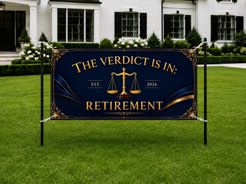 Judge Retirement Banner, Funny Retirement Party Sign, Lawyer Backdrop
