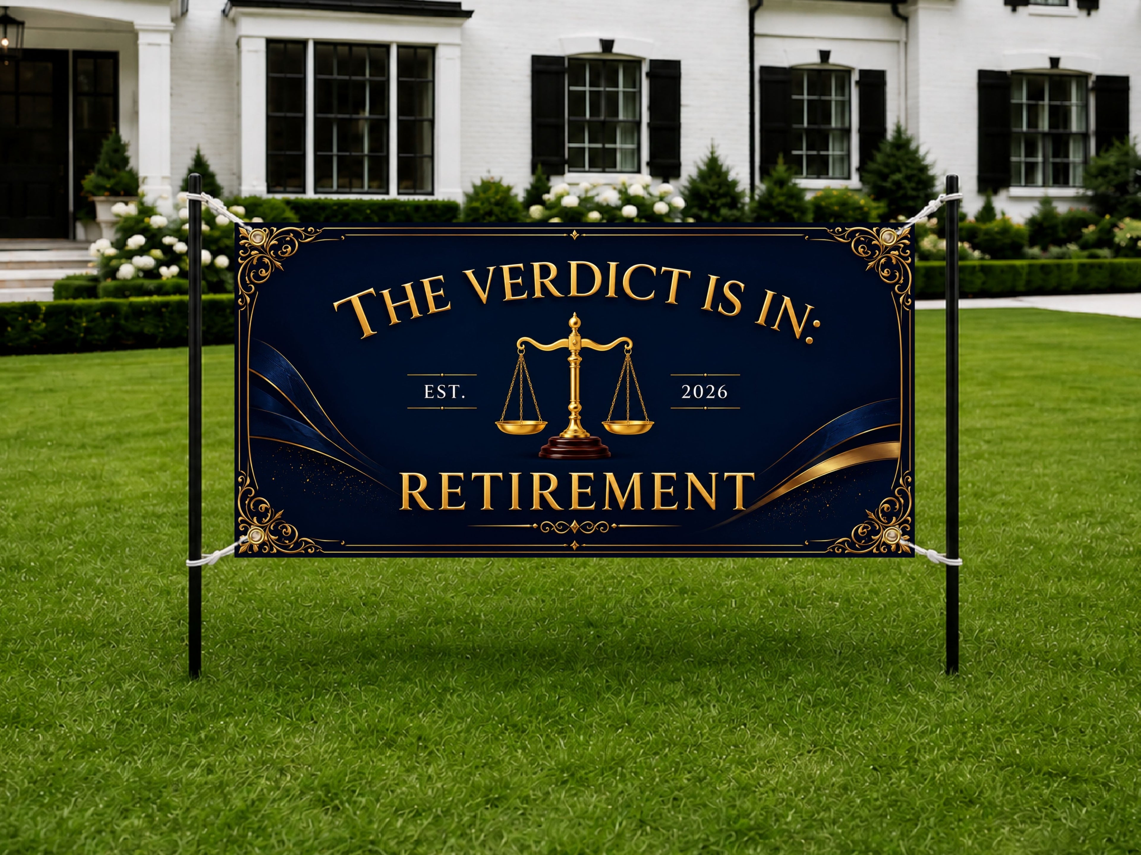 Judge Retirement Banner, Funny Retirement Party Sign, Lawyer Backdrop