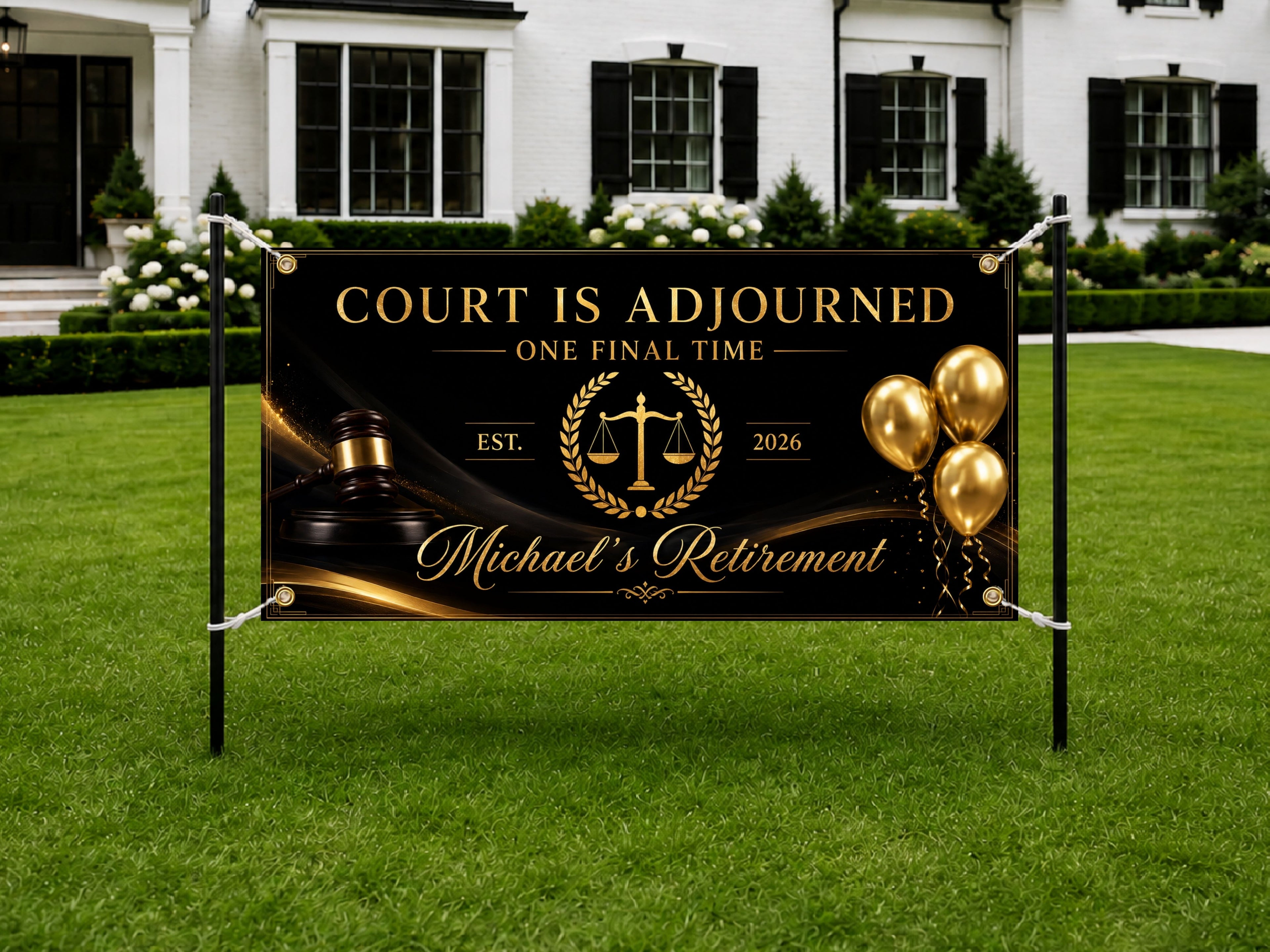 Judge Retirement Banner, Court Retirement Sign, Personalized Farewell Decor